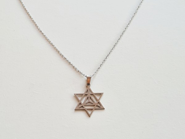 collier merkaba argenté acier inoxydable